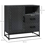 HOMCOM Sideboard with Adjustable Shelf, Freestanding Sideboard Storage Cabinet with Open Compartment and 2 Drawers, Black