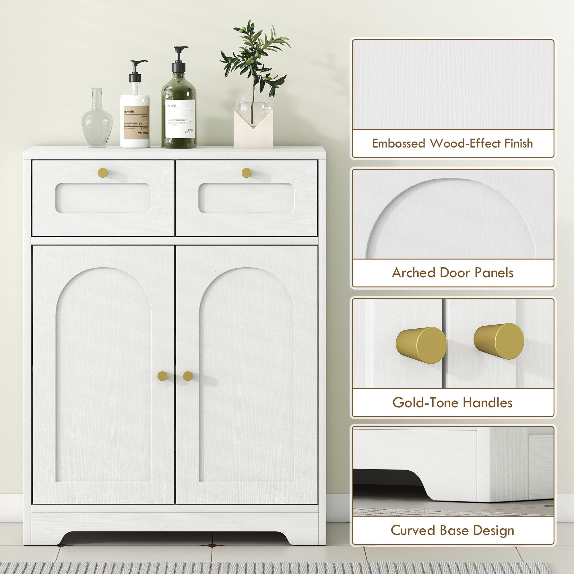 HOMCOM Bathroom Floor Cabinet with 2 Drawers - White