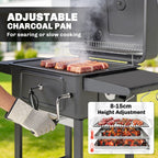 Outsunny Charcoal BBQ Grill with Adjustable Charcoal Pan, Large Barbecue Grill Smoker with Side Tables, Temperature for Outdoor