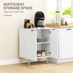 HOMCOM Sideboard Buffet Cabinet, Modern Kitchen Storage Cabinet with Adjustable Shelf and Metal Legs, White