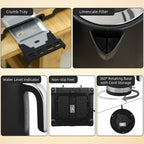 Sleek Textured Kettle and Four-Slice Toaster Set - Black