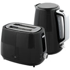 Kettle and Toaster Set, 1.7L 3000W Fast Boil Kettle & 2 Slice Toaster Kitchen Set with 7 Level Browning Controls, Defrost, Reheat, Boil-dry Protection, Black