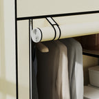 Fabric Wardrobe w/ Shelves Hanging Rail Foldable Wardrobe Cream