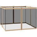 Outsunny 302 x 207cm Universal Replacement Mesh Sidewall Netting for Gazebos and Canopy Tents, (Sidewall Only) Beige