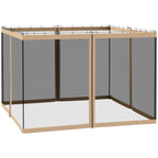 Outsunny 302 x 207cm Universal Replacement Mesh Sidewall Netting for Gazebos and Canopy Tents, (Sidewall Only) Beige