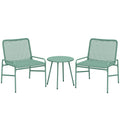 Outsunny 3 Piece Rattan Bistro Set, Outdoor Garden Furniture Set with 2 Chairs, Round Coffee Table for Patio, Balcony, Green