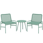Outsunny 3 Piece Rattan Bistro Set, Outdoor Garden Furniture Set with 2 Chairs, Round Coffee Table for Patio, Balcony, Green