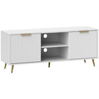 Modern TV Stand Cabinet for TVs up to 55", TV Unit with 2 Open Shelves and 2 Cabinets, Entertainment Centre with Cable Management for Living Room, White