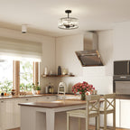 Crystal Ceiling Light, Semi Flush Mount Modern Crystal Chandelier Ceiling Light, E14 Base 3-Lights, Bulbs Not Included