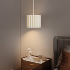 Linen Pendant Light, Bedside Ceiling Lamps with E27 Bulb, Modern Hanging Lights for Living Room, Bedroom, Kitchen, Hallway, White
