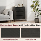 HOMCOM Chest of Drawers, Dresser with 3 Fabric Drawers and Aluminium Handles - Black