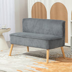 HOMCOM Modern Corduroy Double Seat Sofa w/ Wood Frame Foam Padding Soft Comfortable Compact Couch Grey