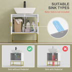 kleankin Bathroom Mirror Cabinet Under Sink Storage Cabinet Basin Cupboard with 2 Doors and Gold Steel Legs
