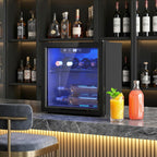 12 Bottle Wine Cooler, 36 Litre Capacity, 4-16°C Tabletop Drinks Wine Fridge with Glass Door, LED Light, Black