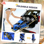 PawHut Dog Pram, Pet Stroller with Reflective Strips, Foldable Cat Stroller with 360° Swivel Wheels, Blue