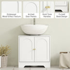 HOMCOM Under Sink Bathroom Cabinet with 2 Arch Doors - White