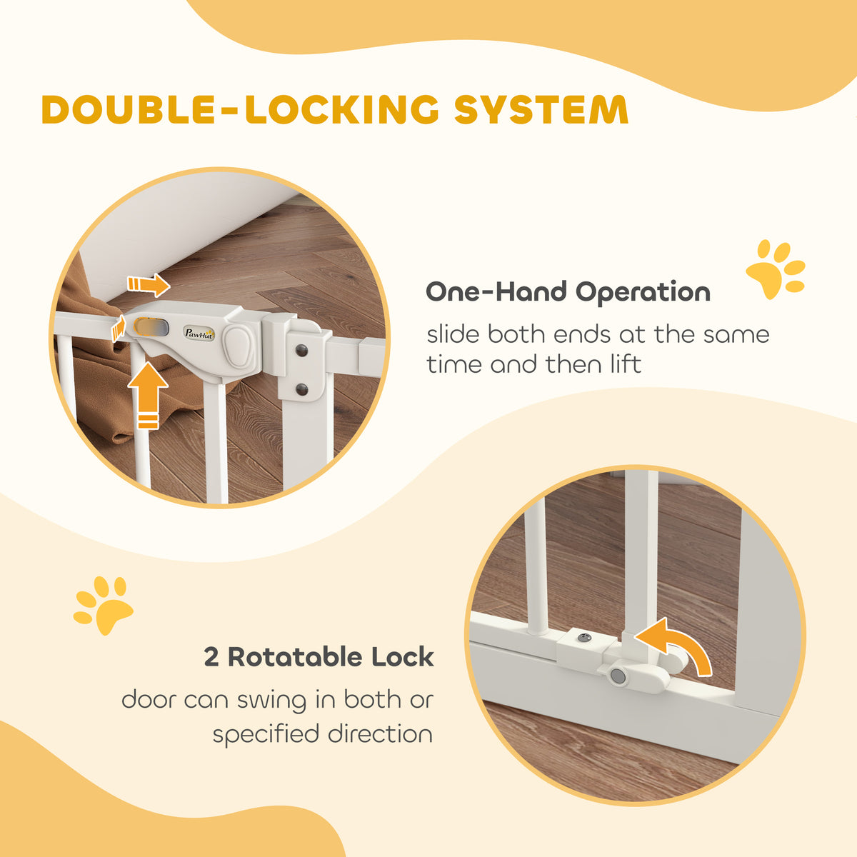 PawHut Adjustable Safety Gate w/ Two Extensions, Four Adjustable Screws, White