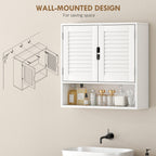 HOMCOM Bathroom Cabinet, Wall Mounted Storage Cabinet with Adjustable Shelves, 60 x 20 x 60 cm, White