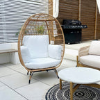 Outsunny Rattan Egg Chair with Cushions and Pillows, Khaki