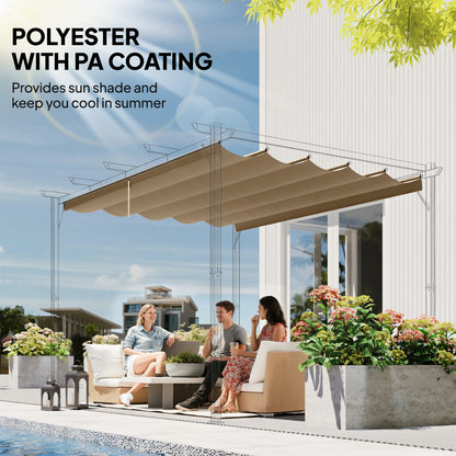 Outsunny Retractable Pergola Cover, 2.55 x 2.5 m Replacement Canopy Fabric for 3 x 3 m Frame, Roof Top Only, Tan