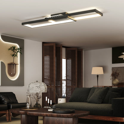 LED Ceiling Light, Modern Dimmable Ceiling Light with Wall Switch & Remote Control, Flush Mount Fixture Lamp with 3000-6000K Colour Temperatures for Living Room, Bedroom, Black