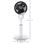 9'' Air Circulator Fan 3 Speed 3 Mode, 70° Oscillation 90° Vertical Tilt, Height Adjustable, Remote Controller, for Living Room, Bedroom, Office, Black and White