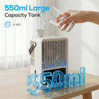 Portable Air Conditioner, 4-in-1 Mini Air Cooler with 3 Wind Speed, 2 Mist Mode, 7 Colour RGB Light, Black and White