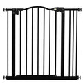 PawHut Metal 74-87cm Adjustable Pet Gate Safety Barrier w/ Auto-Close Door Black
