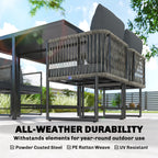 Outsunny 4-Seater Garden Dining Set, Rattan Outdoor Furniture with Space-Saving Chairs and Thick Cushions for Patio Balcony, Black