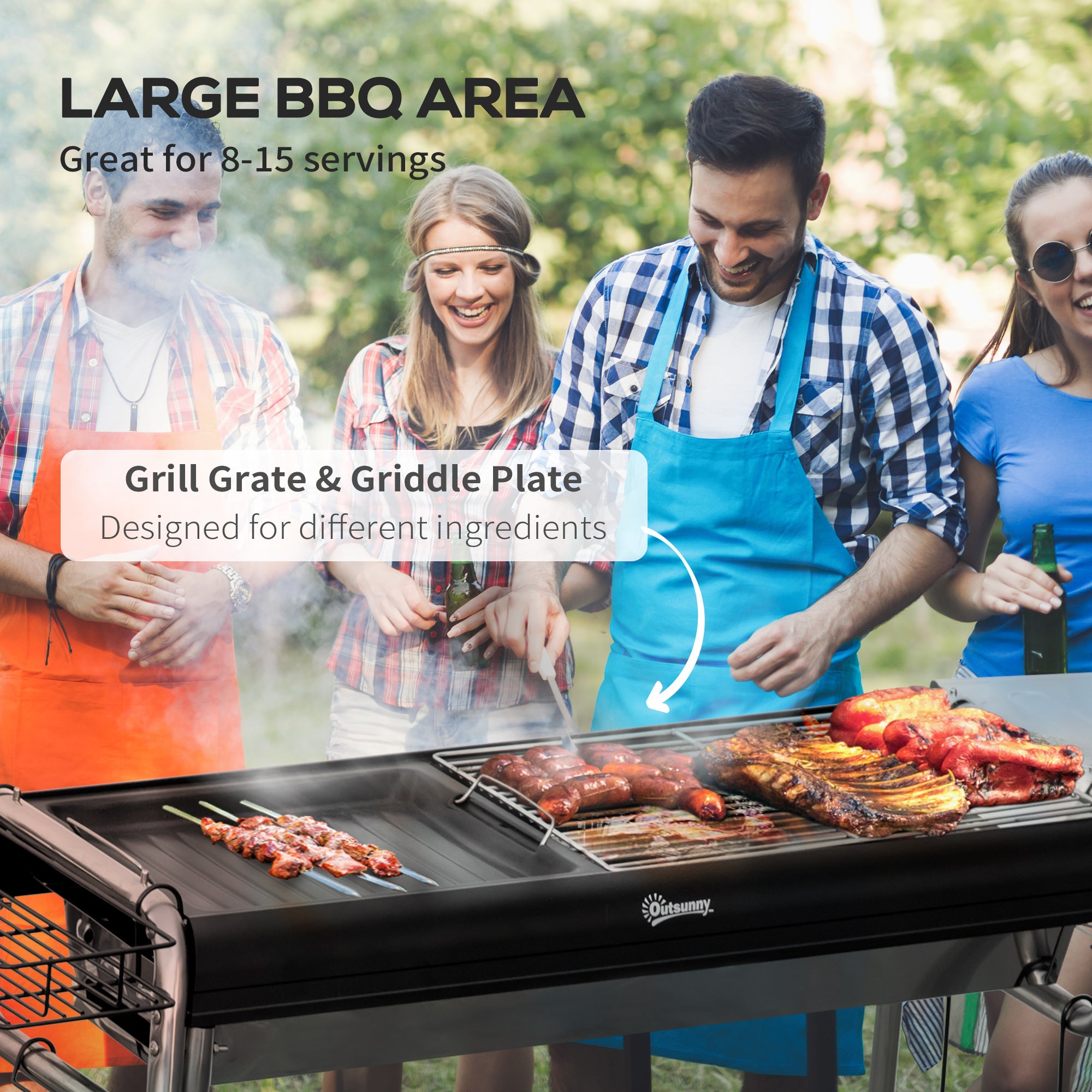 Outsunny Charcoal BBQ Grill - Black