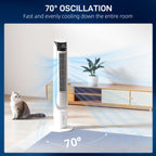 Air Cooler with LED Display and Remote Control, Oscillating Ice Cooling Fan with 3 Speeds, 4 Modes, 12 Hour Timer, White