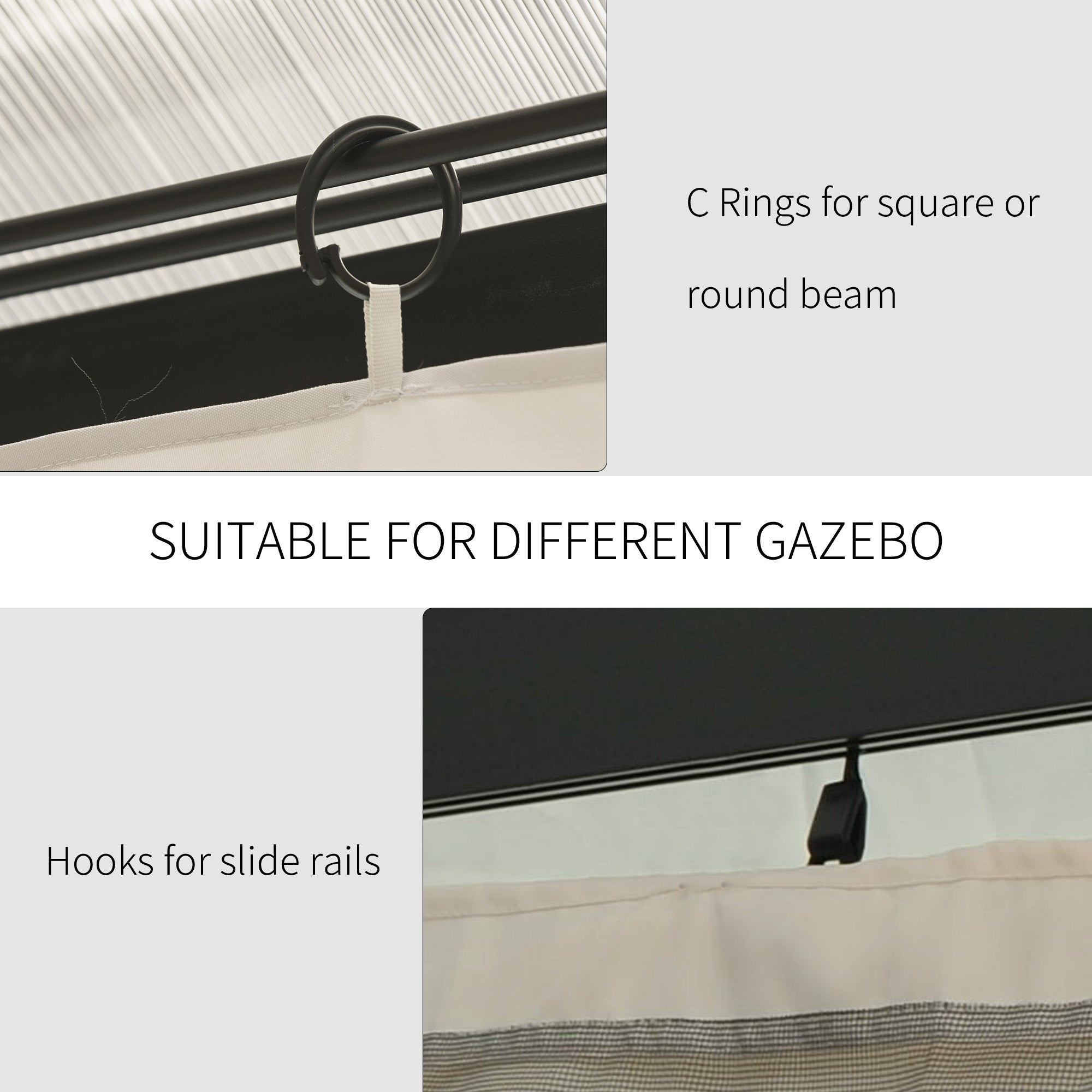 Outsunny 4 Pack Replacement Gazebo Curtains Privacy Panel for Most 3 x 4m Gazebo Canopy Pavillion Outdoor Shelter Sidewalls Accessories Beige