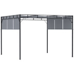 Outsunny 3 x 3(m) Steel Pergola Gazebo with Sliding Roof, Garden Gazebo Canopy Sun Shade Shelter for Outdoor, Deck, Patio, Dark Grey