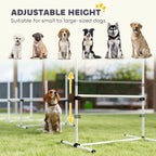PawHut 4 Pieces Dog Agility Training Equipment, Adjustable Height Jumps Hurdle with Carrying Bag for Outdoor, White