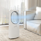 Bladeless Tower Fan for Bedroom, 36dB Standing Cooling Fan with Oscillating, 3 Speeds, 3 Modes, 15H Timer, White