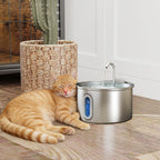 PawHut 2.5L Stainless Steel Cat Water Fountain for Drinking with Ultra-Silent Pump, Water-Level Window, 7 Filters