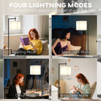 Floor Lamp for Living Room, 66" Modern Tall Standing Lamp with Adjustable Colour Temperatures & 10 Brightness Levels, Remote Control and Foot Switch for Bedroom Office, 9W LED Bulb Included