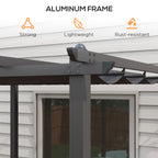 Outsunny 3 x 3m Aluminium Pergola with Retractable Roof and L4 Wind-proof - Dark Grey