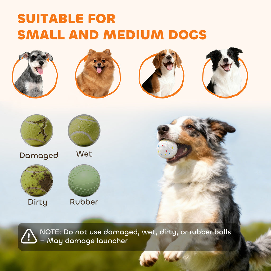 PawHut Automatic Dog Ball Launcher with 5 ETPU Tennis Balls 2.3", 3 Distance Settings 20/33/46ft, Green