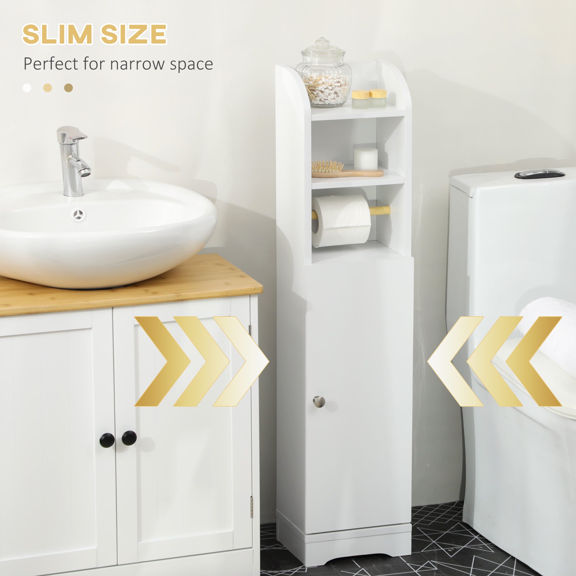 kleankin Multi-Storage Narrow Bathroom Cabinet - White