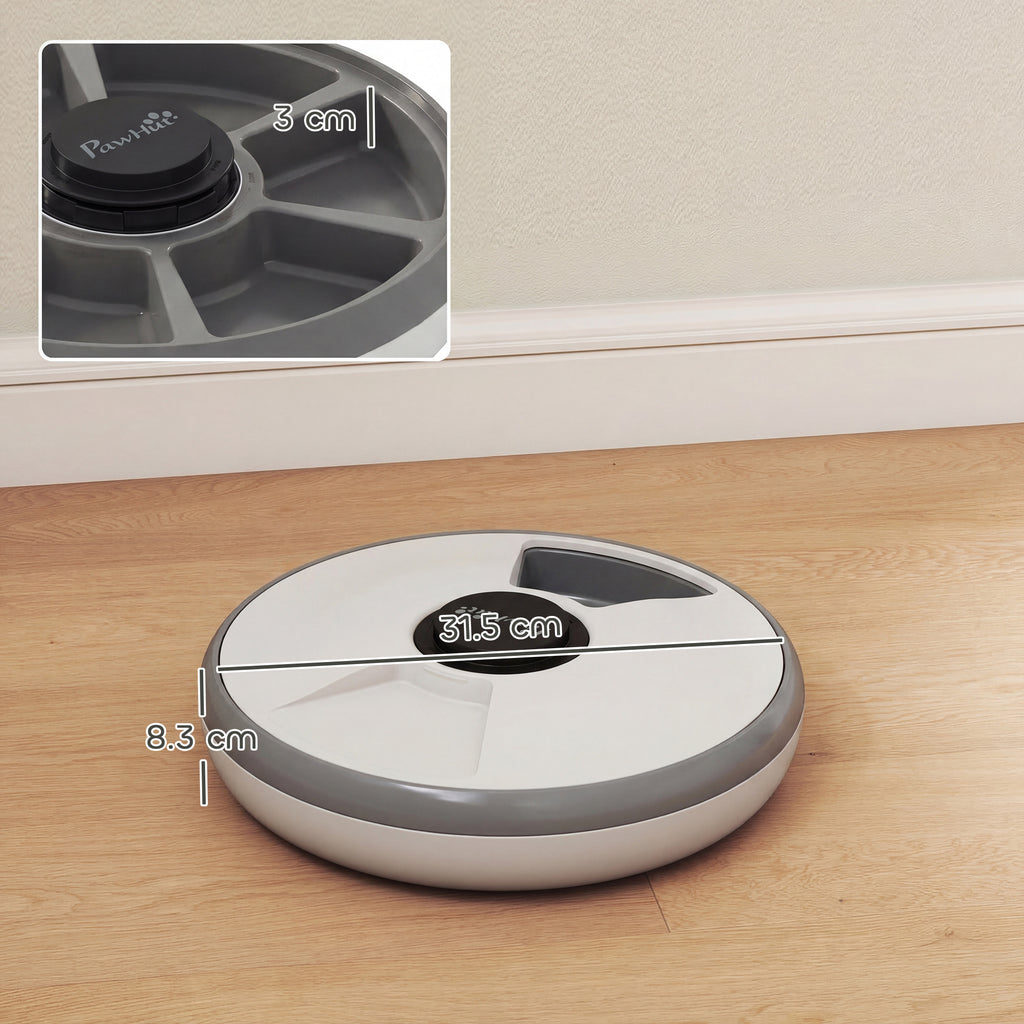 PawHut Automatic Cat Feeder Programmable Timer for Dry Wet Food Cat Food Dispenser with Ice Pack for 6 Meals