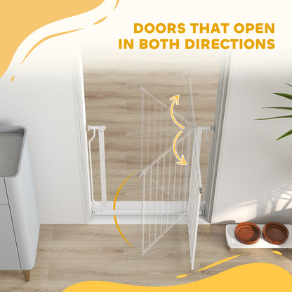 PawHut Extra Wide Dog Gate, with Door Pressure, for Doorways, Hallways, Staircases - White