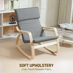 HOMCOM Comfortable Relax Rocking Chair, Upholstered Lounge Chair Recliner with High Back and Headrest for Living Room, Bedroom, Grey