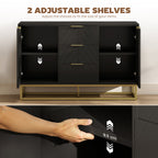 HOMCOM Sideboard with 3 Drawers and Adjustable Shelves for Living Room - Black