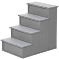 PawHut 4 Step Dog Steps for Bed, Wooden Dog Steps for Sofa, Pet Stairs for Bed Couch with Non-Slip Carpet for Cats and Puppies, 40 x 59 x 54.2 cm, Grey