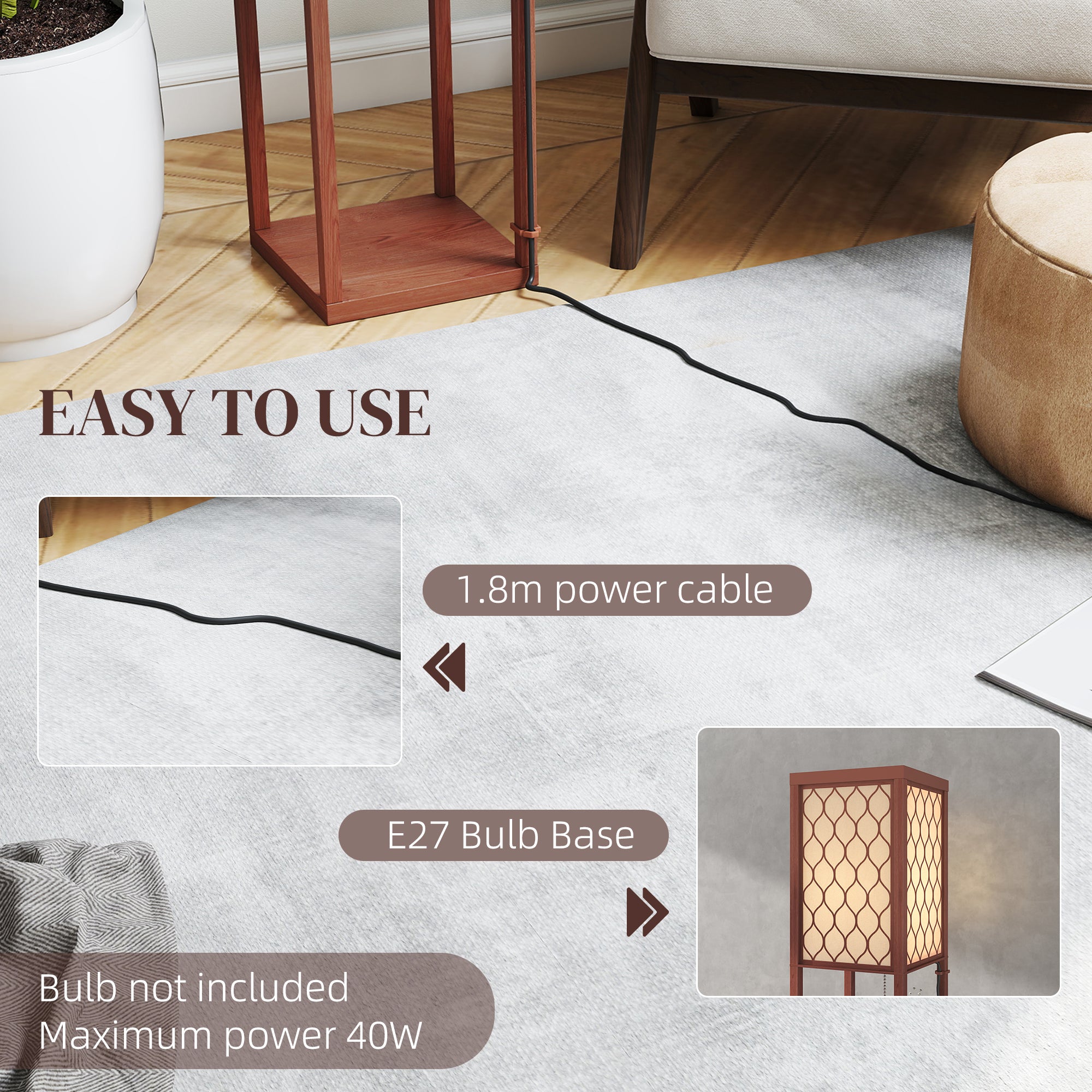 Three-Shelf Standing Lamp - Brown/White
