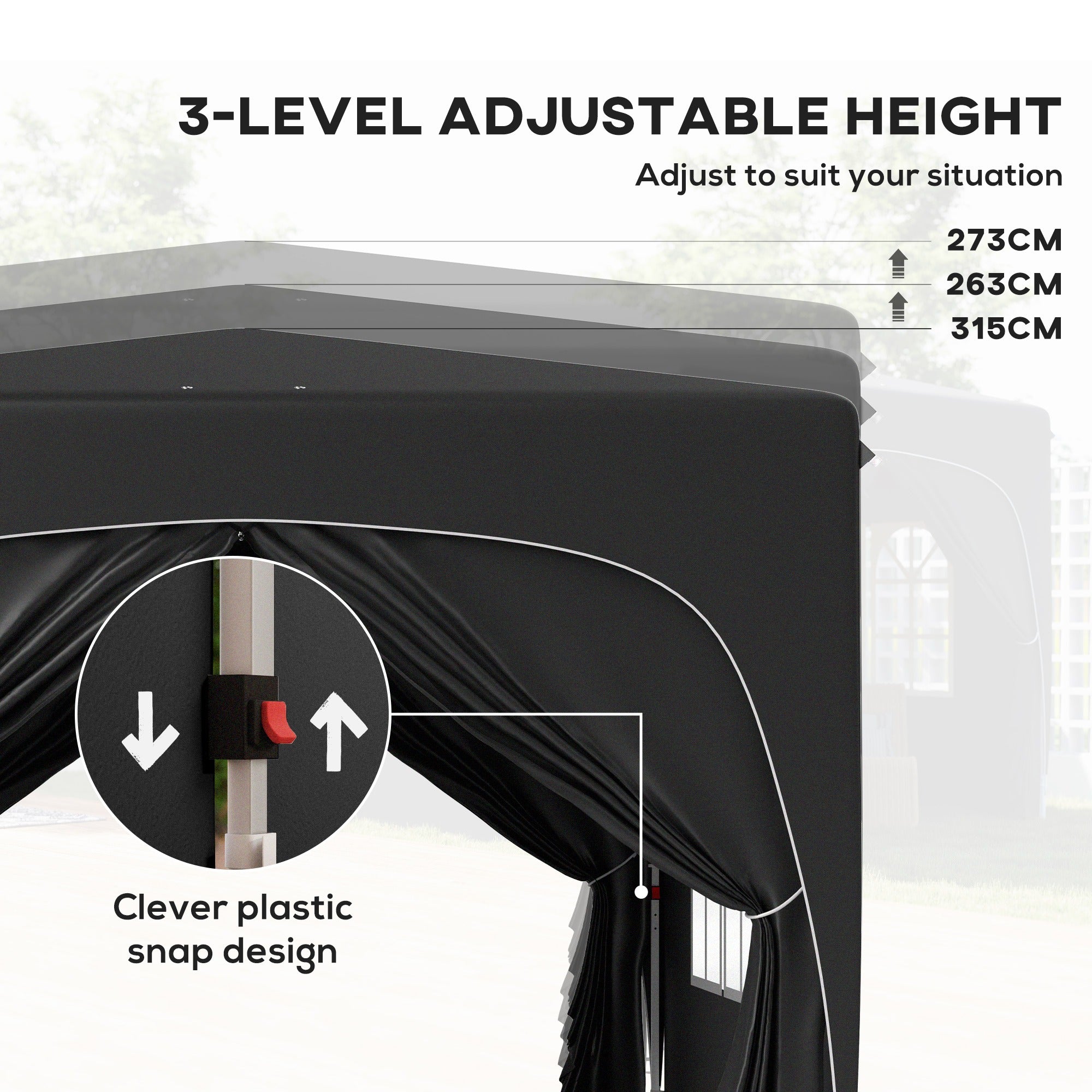 Outsunny 3 x 3m Pop-Up Gazebo Shelter, with Accessories - Black