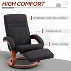 HOMCOM 135° Manual Reclining Swivel Chair, with Footrest - Black