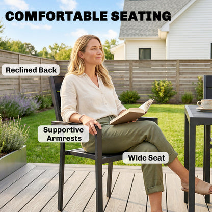 Outsunny 7 Pieces Outdoor Dining Set, Patio Table and Chairs for 6, Garden Dining Furniture Set with Slatted Tabletop