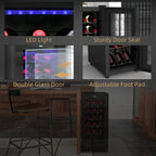18-Bottle Narrow Wine Fridge, with Lights - Black